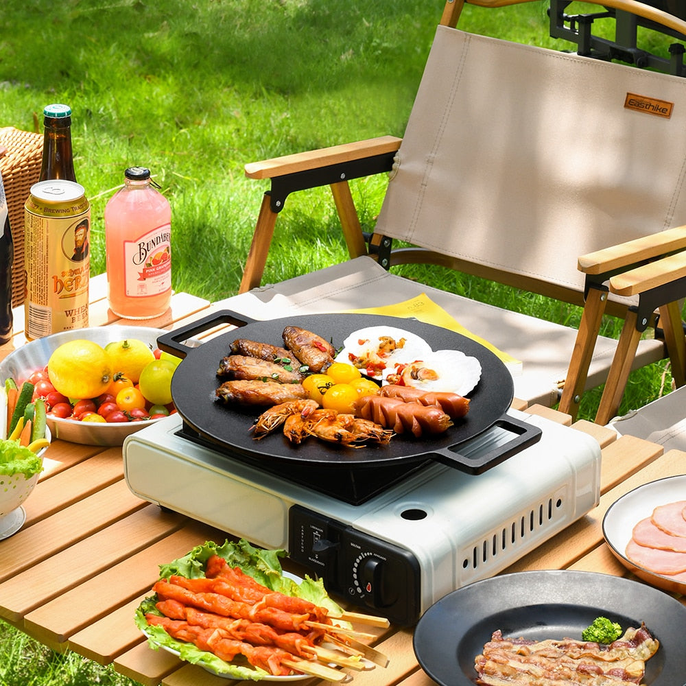 Non-stick Stekepanne Utendørs Støpejern BBQ Plate Camping Grillpanne | Skanto