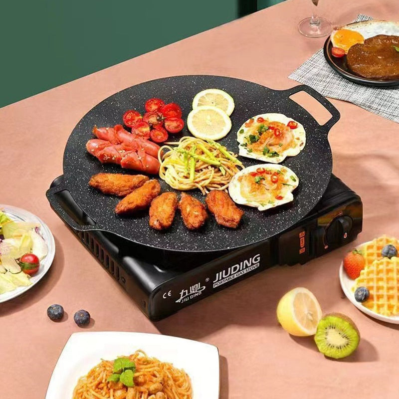 Non-stick Stekepanne Utendørs Støpejern BBQ Plate Camping Grillpanne | Skanto