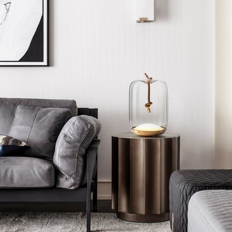 Skanto Knute Glass Trommelbord Lampe