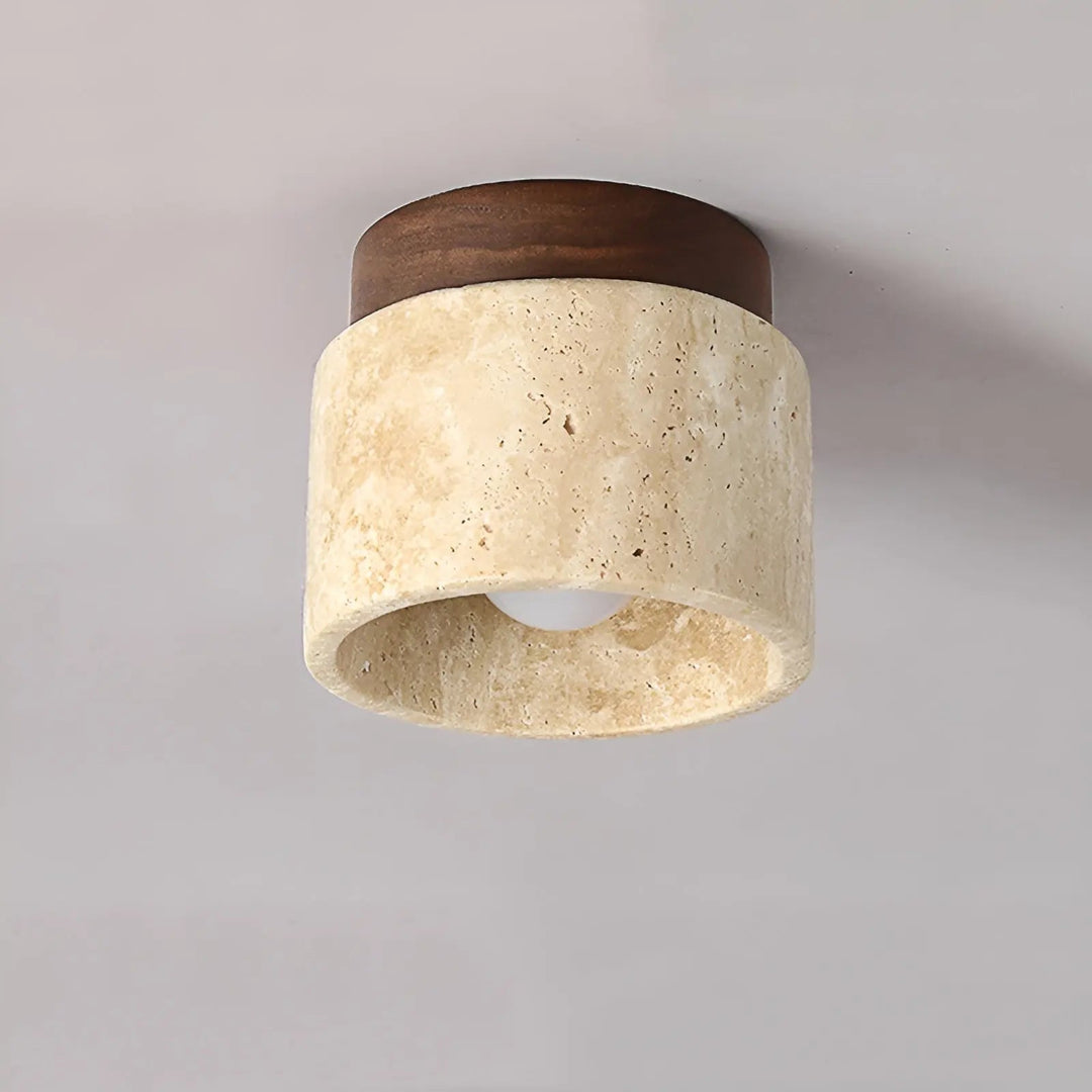 Skanto | Rustikk Travertin Taklampe - TravaGlow