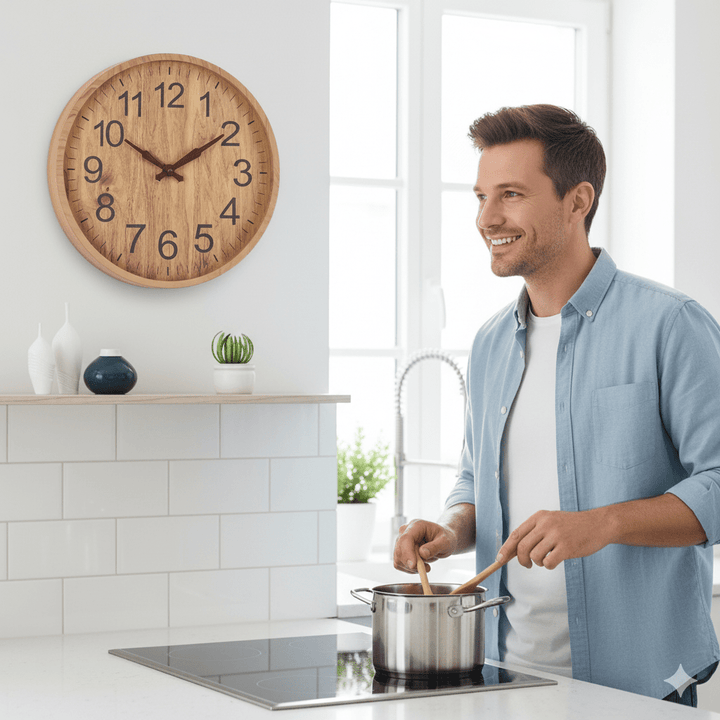 Skanto | OAKTICK – Stille Treveggklokke med Naturlig Sjarm