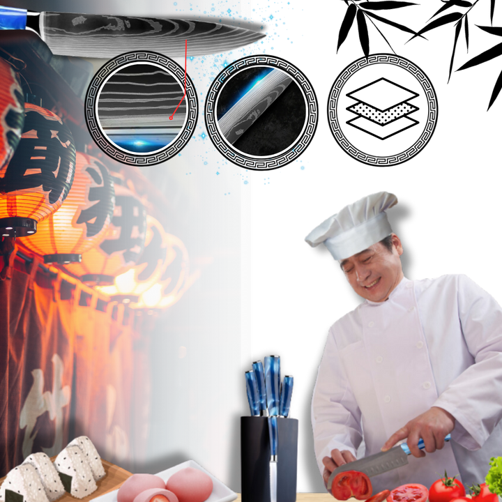 Havblå japanske kniver