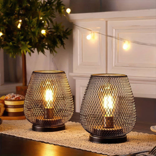 Skanto | RusticMesh Bordlampe Sett – Industriell Stil og Atmosfærisk Belysning