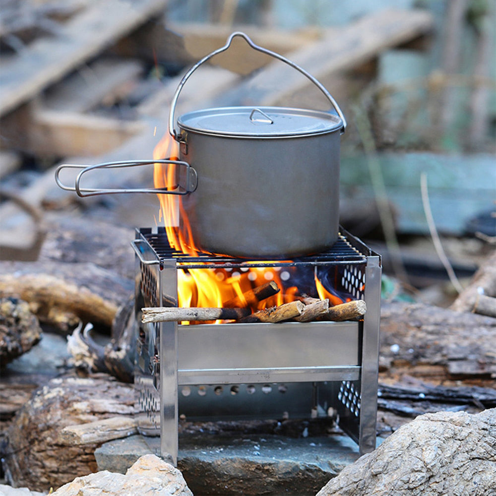 Utendørs camping vedovn grill bærbar vedfyrt ovn | Skanto