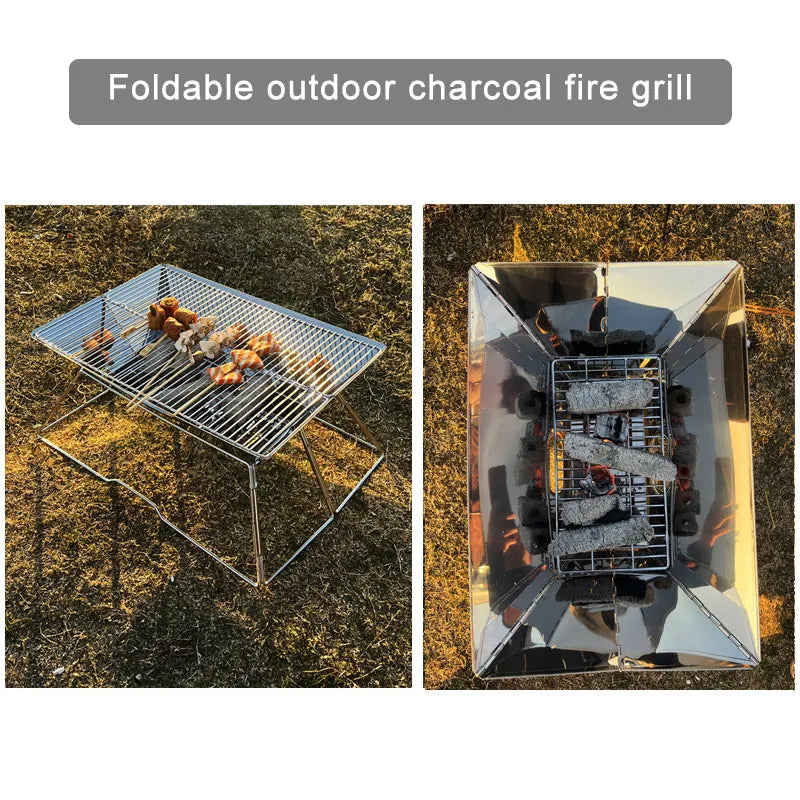 Utendørs sammenleggbart grill i rustfritt stål med to lag | Skanto