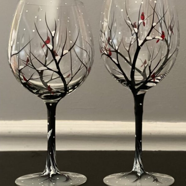 Skanto | Four Seasons Tree Wine Glasses – Håndmalt Kunst