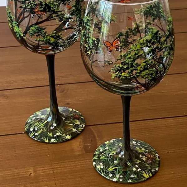 Skanto | Four Seasons Tree Wine Glasses – Håndmalt Kunst
