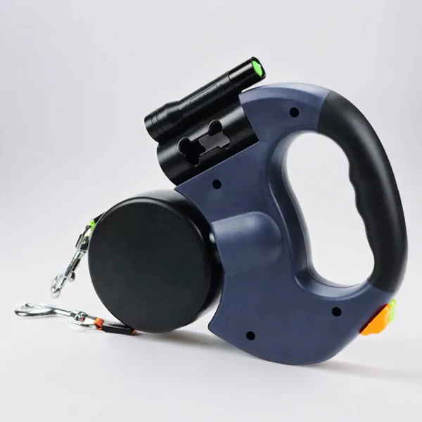 Skanto | Dual Retractable Dog Leash with Flashlight & Waste Bag Holder