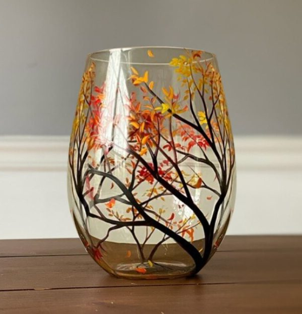 Skanto | Four Seasons Tree Wine Glasses – Håndmalt Kunst