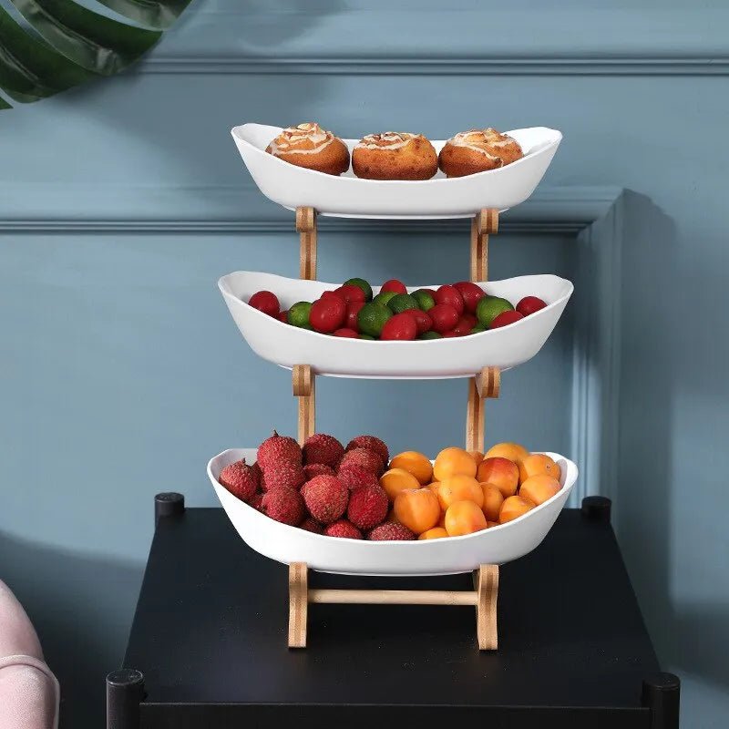 Norvo | Ovaluxe Tiered Fruit Bowl | Elegant 2-nivå og 3-nivå kjøkkenorganisator for frukt og snacks
