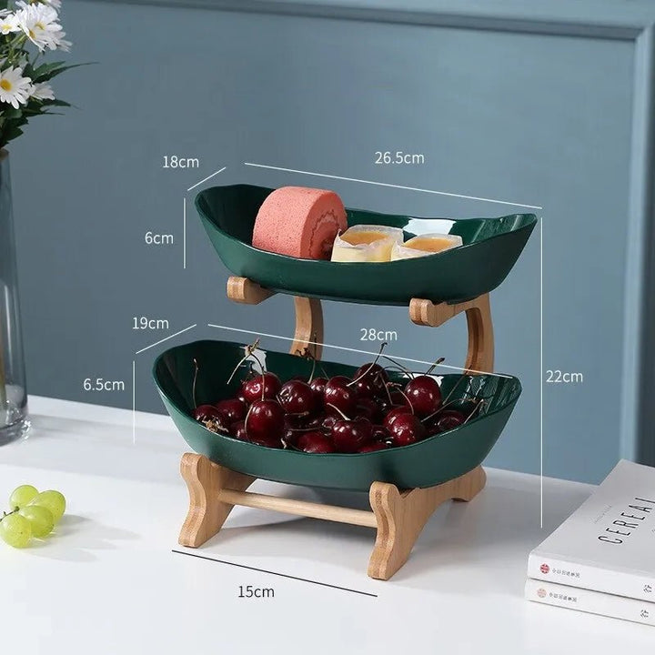 Skanto | Ovaluxe Tiered Fruit Bowl | Elegant 2-nivå og 3-nivå kjøkkenorganisator for frukt og snacks