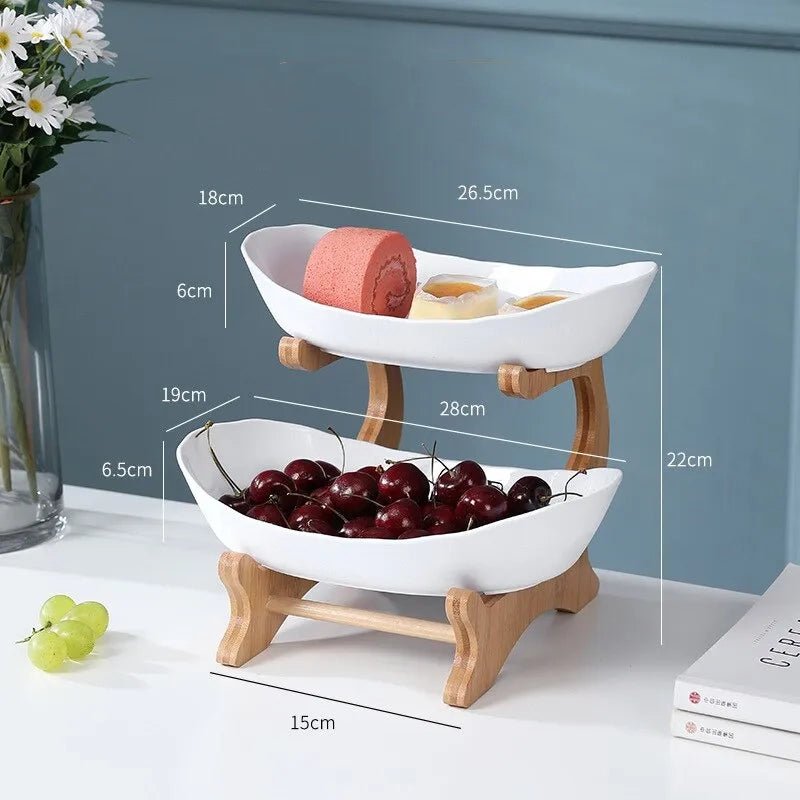 Skanto | Ovaluxe Tiered Fruit Bowl | Elegant 2-nivå og 3-nivå kjøkkenorganisator for frukt og snacks