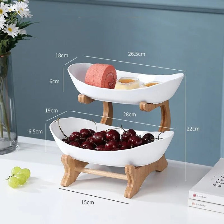 Skanto | Ovaluxe Tiered Fruit Bowl | Elegant 2-nivå og 3-nivå kjøkkenorganisator for frukt og snacks