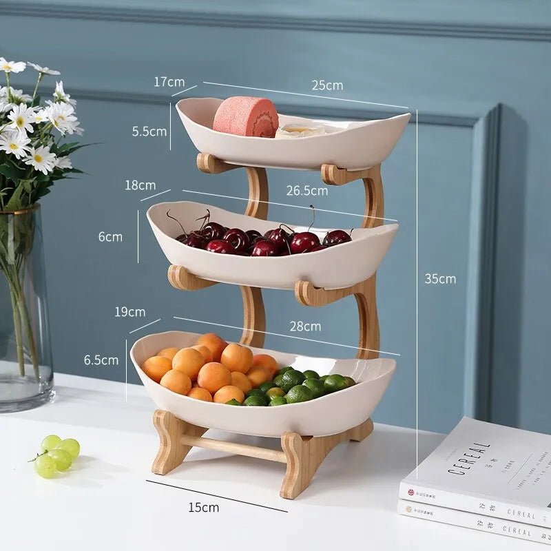Norvo | Ovaluxe Tiered Fruit Bowl | Elegant 2-nivå og 3-nivå kjøkkenorganisator for frukt og snacks