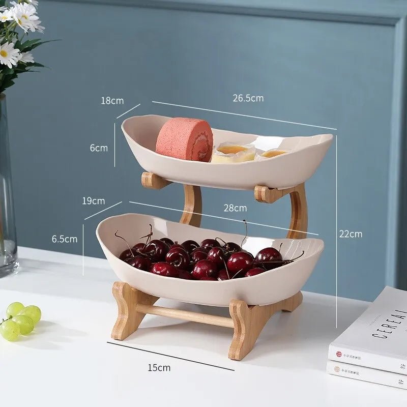 Norvo | Ovaluxe Tiered Fruit Bowl | Elegant 2-nivå og 3-nivå kjøkkenorganisator for frukt og snacks