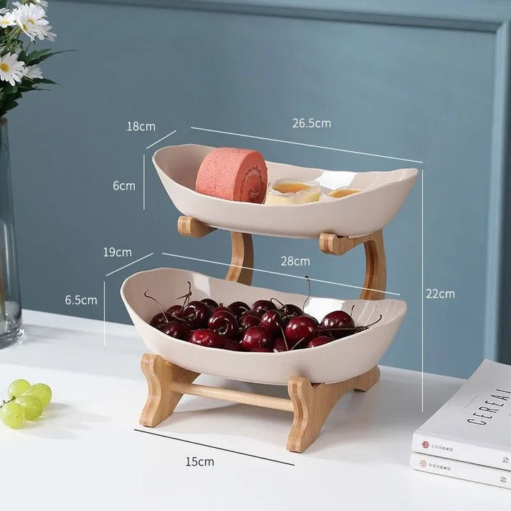 Skanto | Ovaluxe Tiered Fruit Bowl | Elegant 2-nivå og 3-nivå kjøkkenorganisator for frukt og snacks