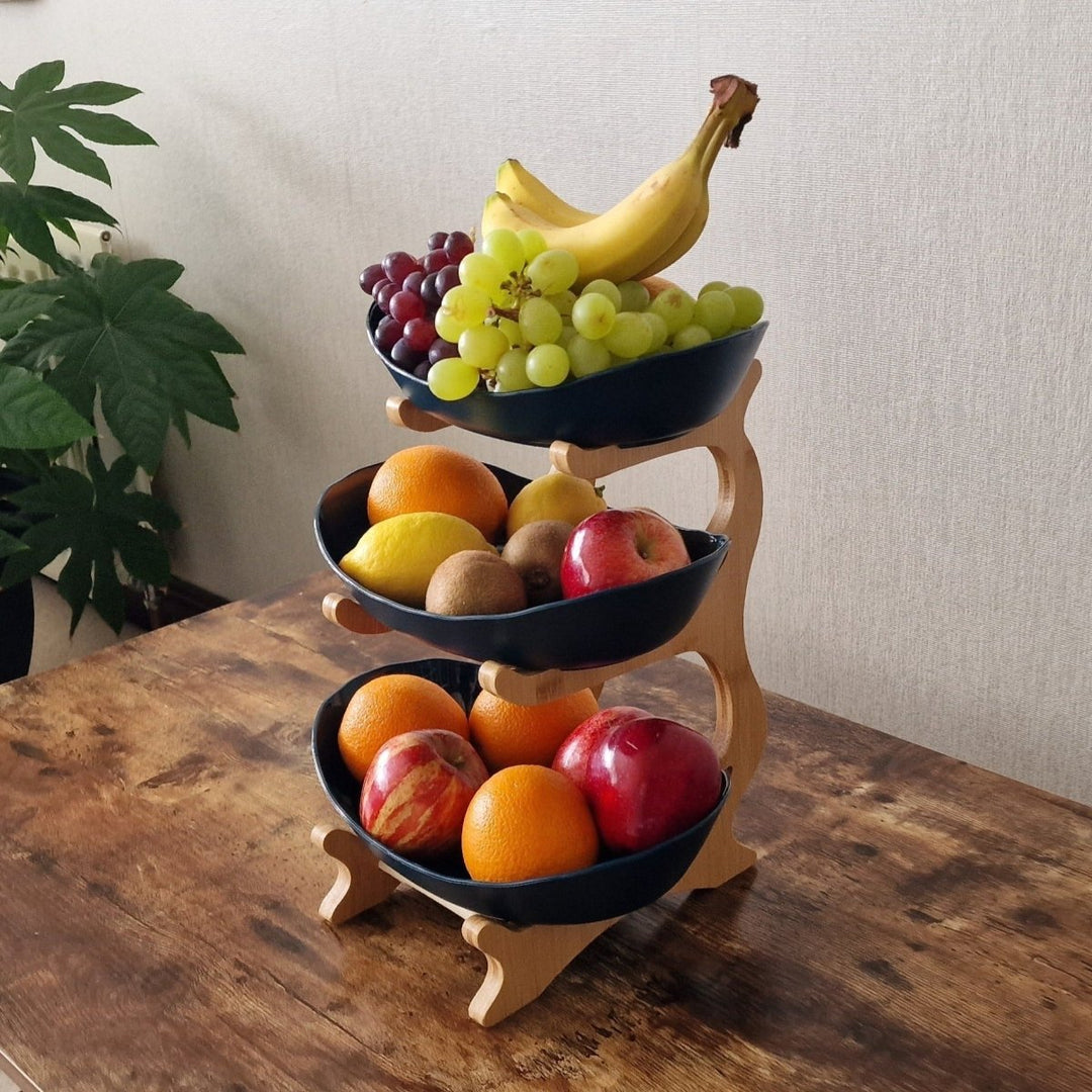 Skanto | Ovaluxe Tiered Fruit Bowl | Elegant 2-nivå og 3-nivå kjøkkenorganisator for frukt og snacks