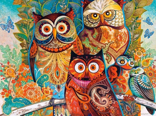Abstract Owls - Van-Go Mal-By-Nummer Sett | Skanto