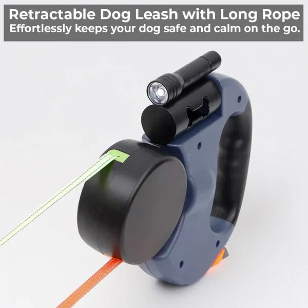 Skanto | Dual Retractable Dog Leash with Flashlight & Waste Bag Holder
