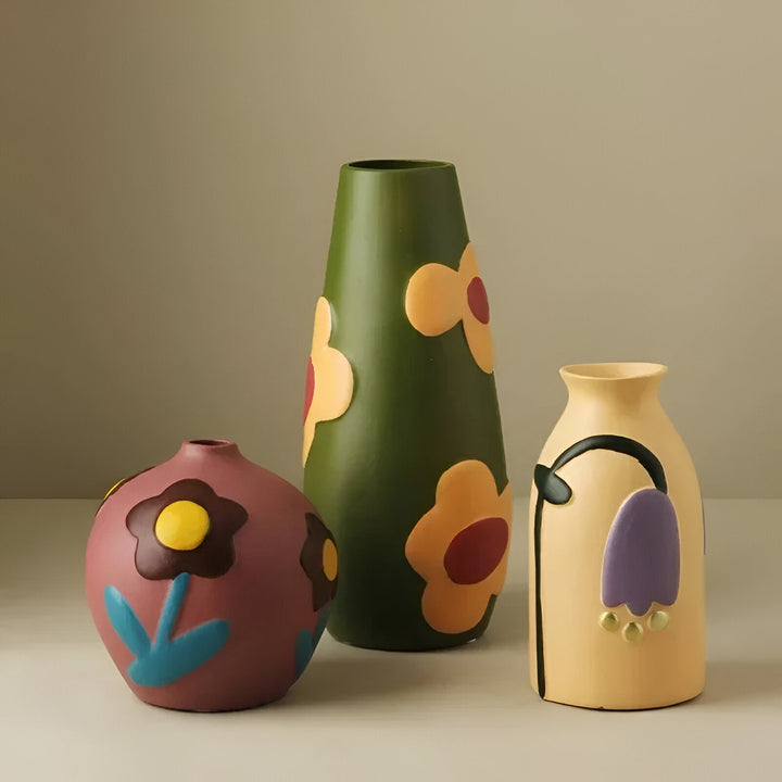 Malt blomsterkeramikkvase for hjemmedekor og blomster | Skanto