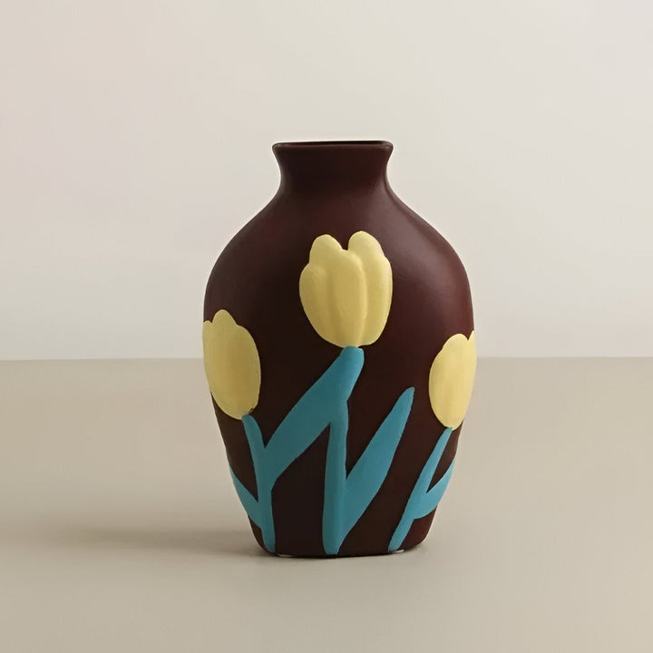 Malt blomsterkeramikkvase for hjemmedekor og blomster | Skanto
