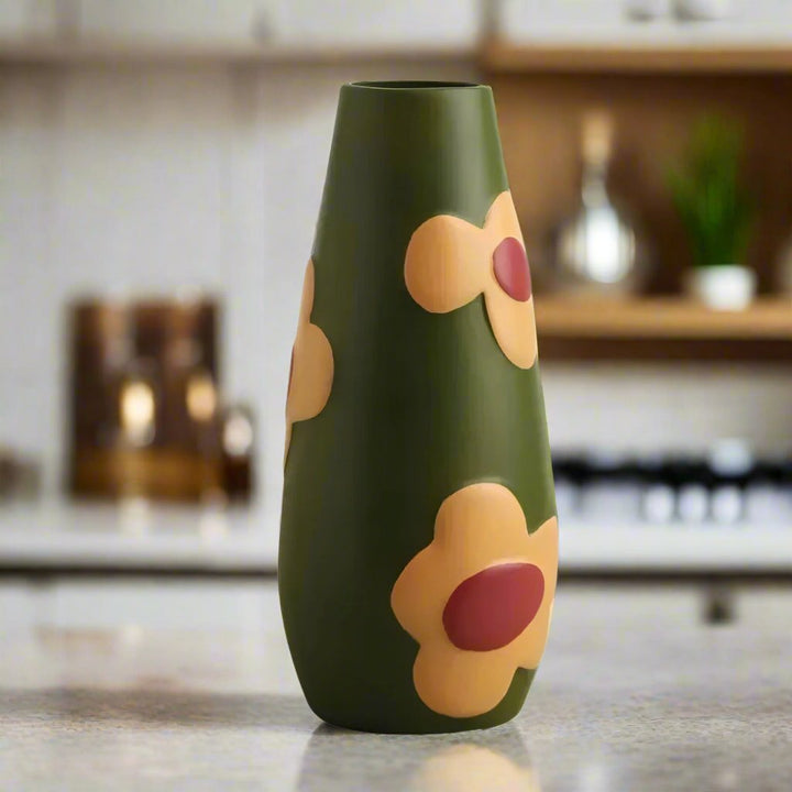 Malt blomsterkeramikkvase for hjemmedekor og blomster | Skanto
