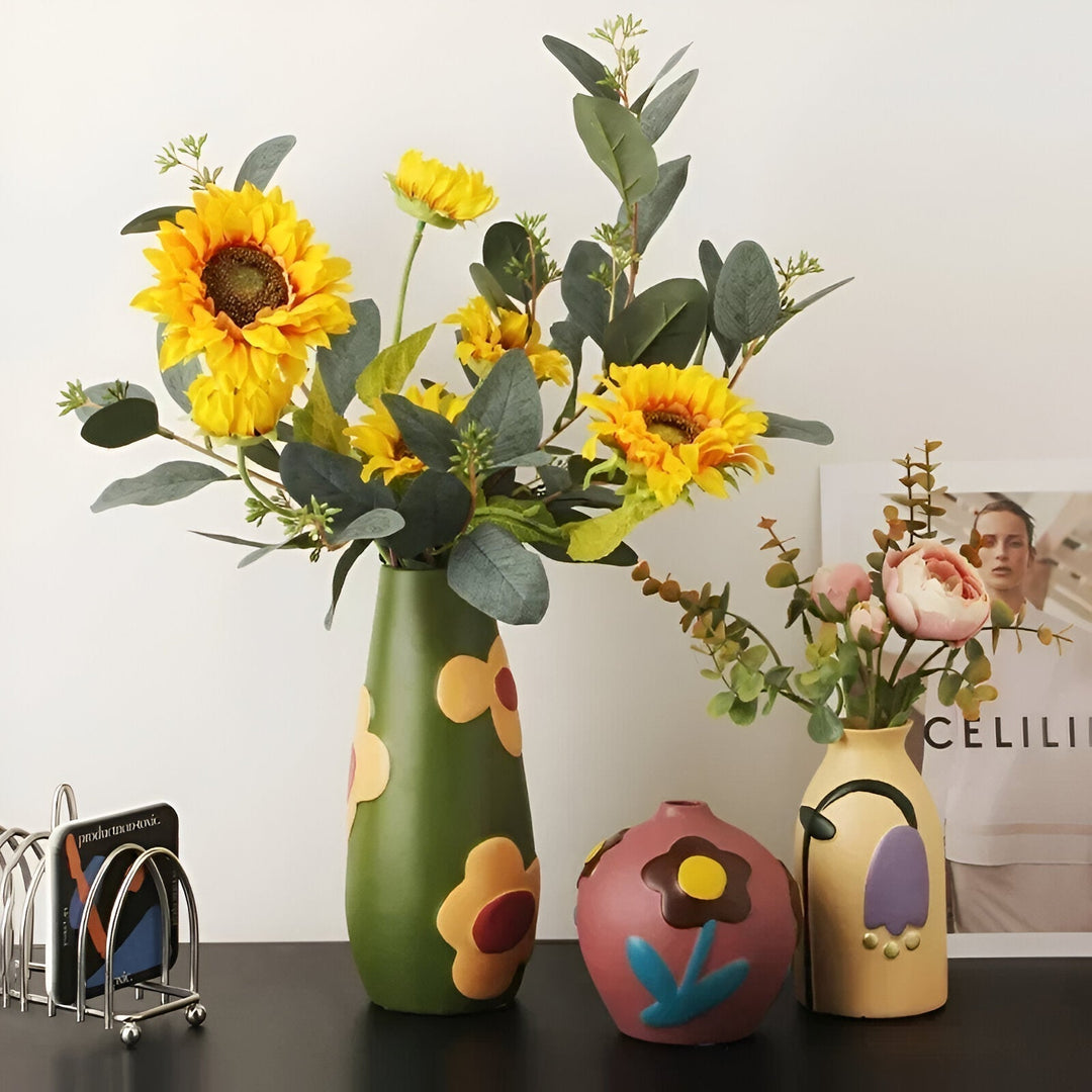Malt blomsterkeramikkvase for hjemmedekor og blomster | Skanto