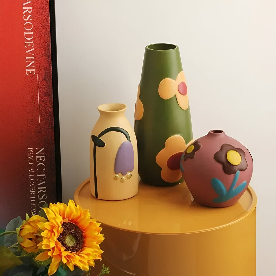 Malt blomsterkeramikkvase for hjemmedekor og blomster | Skanto