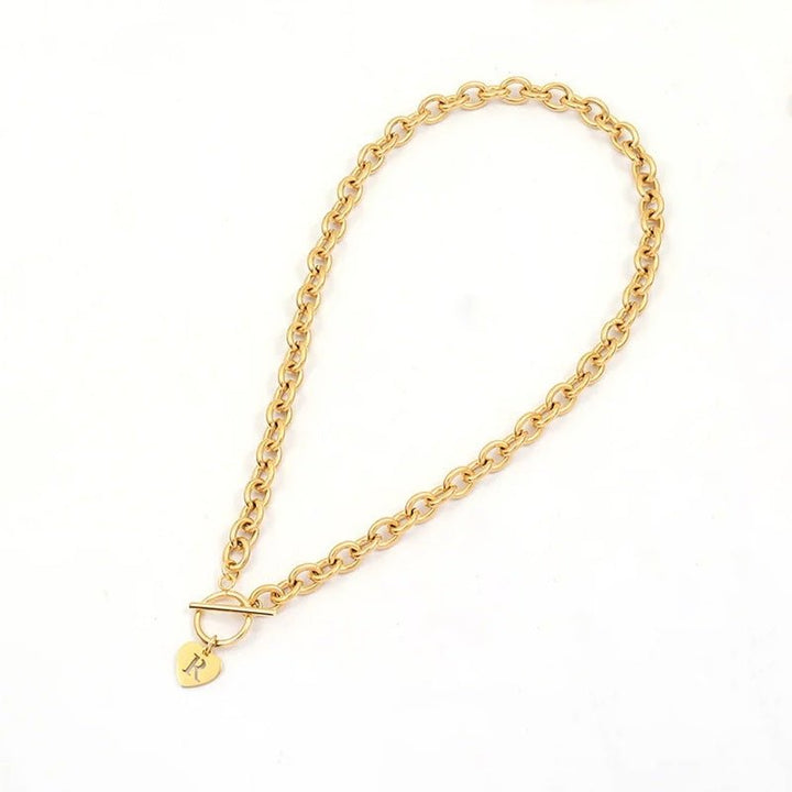 Skanto | Paperclip Hjerte Bokstav Initial Choker Smykke