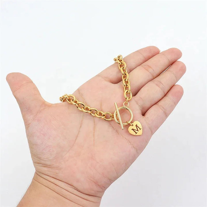 Skanto | Paperclip Hjerte Bokstav Initial Choker Smykke