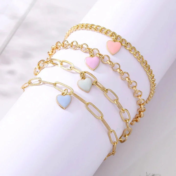 Skanto | Pastell Hjerte Armbånd Stabel