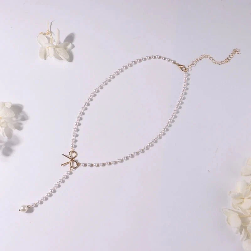 Skanto | Perle Dainty Bow Lariat Halskjede