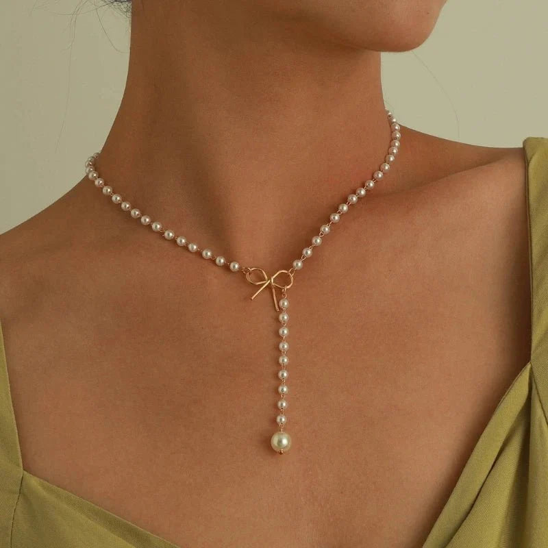 Skanto | Perle Dainty Bow Lariat Halskjede