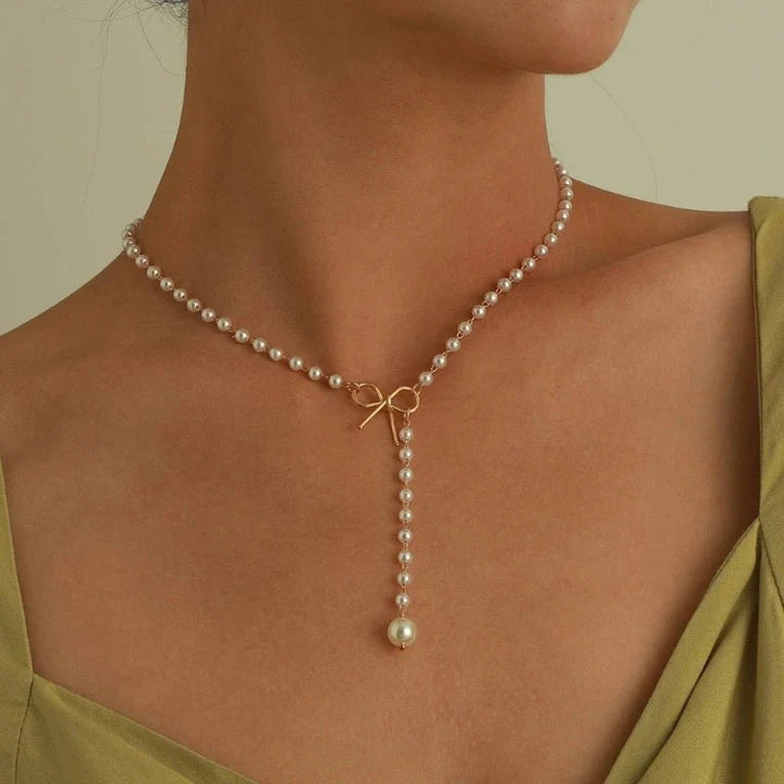 Skanto | Perle Dainty Bow Lariat Halskjede