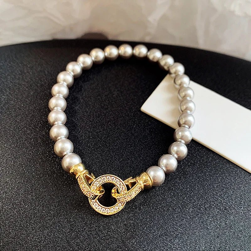 Skanto | Perle Diamant Akent Sirkulær Anheng Armbånd og Halskjede