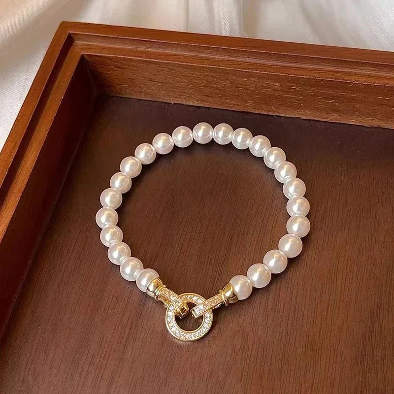 Skanto | Perle Diamant Akent Sirkulær Anheng Armbånd og Halskjede