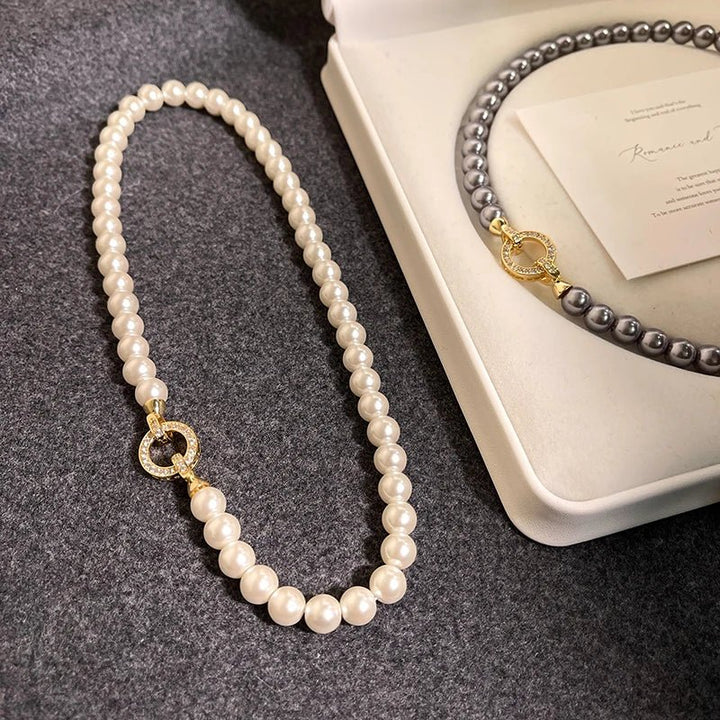 Skanto | Perle Diamant Akent Sirkulær Anheng Armbånd og Halskjede
