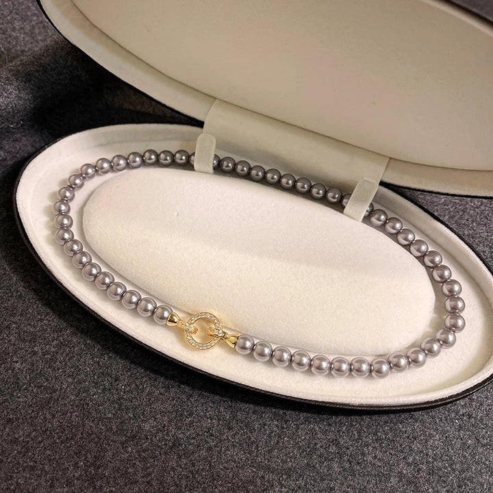 Skanto | Perle Diamant Akent Sirkulær Anheng Armbånd og Halskjede