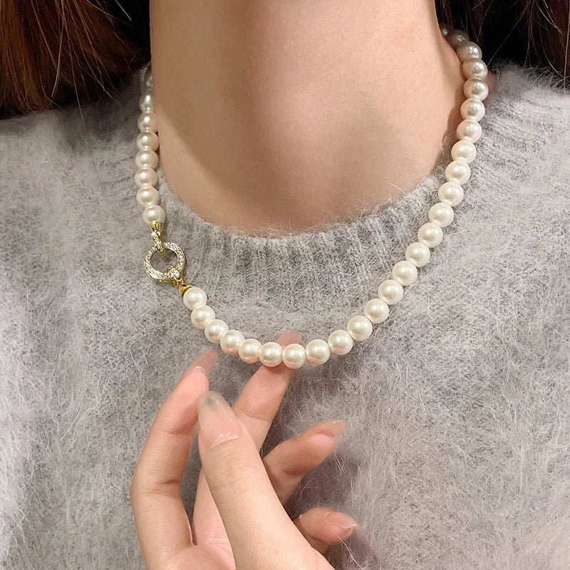 Skanto | Perle Diamant Akent Sirkulær Anheng Armbånd og Halskjede