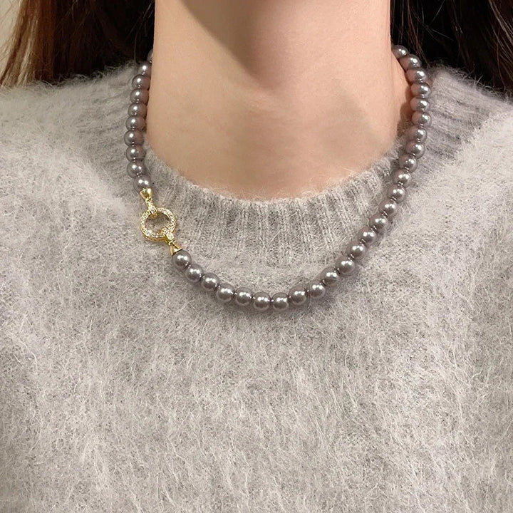 Skanto | Perle Diamant Akent Sirkulær Anheng Armbånd og Halskjede