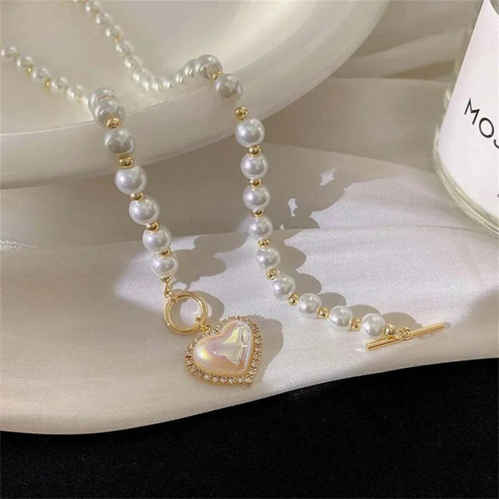 Skanto | Perle Hjerte Klemme Choker Halskjede