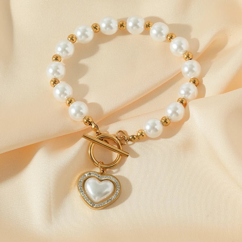 Skanto | Perle Hjerte Klemme Choker Halskjede