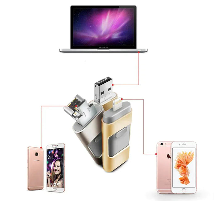 Skanto | DataFlex 4-i-1 Minnepinne – USB-lagring for telefon, nettbrett og PC