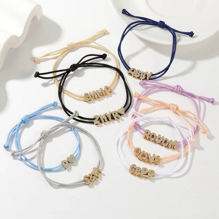 Skanto | Personalisert Boble Diamant Navn Laget Tau Armbånd