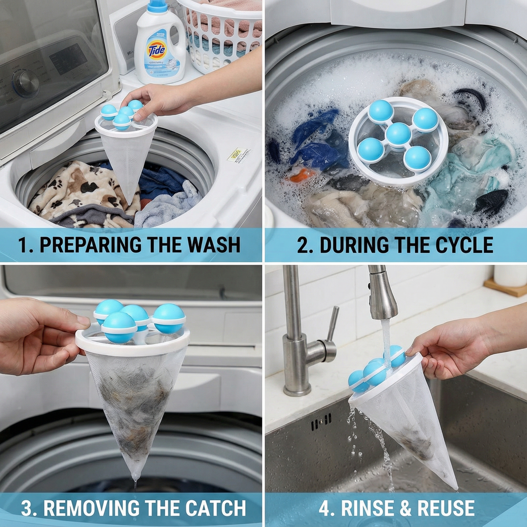 Pet Hair Laundry Filter for Washing Machines – Gjenbrukbart Nett Fangstskål