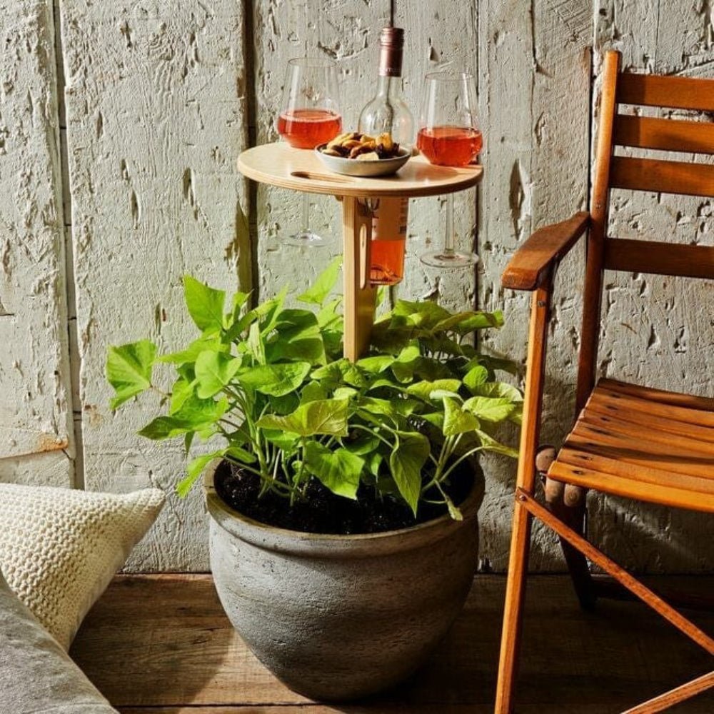 Skanto | Picky Wine Table – Bærbar utetabell med glass- og flaskeholdere – Ideell for pikniker