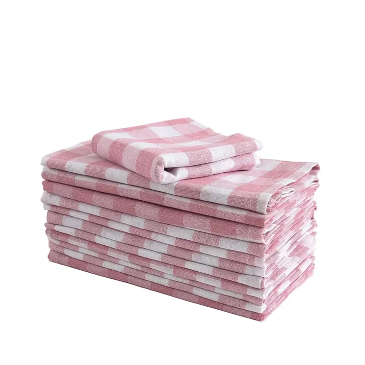 Rosa Rutete Servietter Polyester Vaskbare Bord Dinning Servietter | Skanto