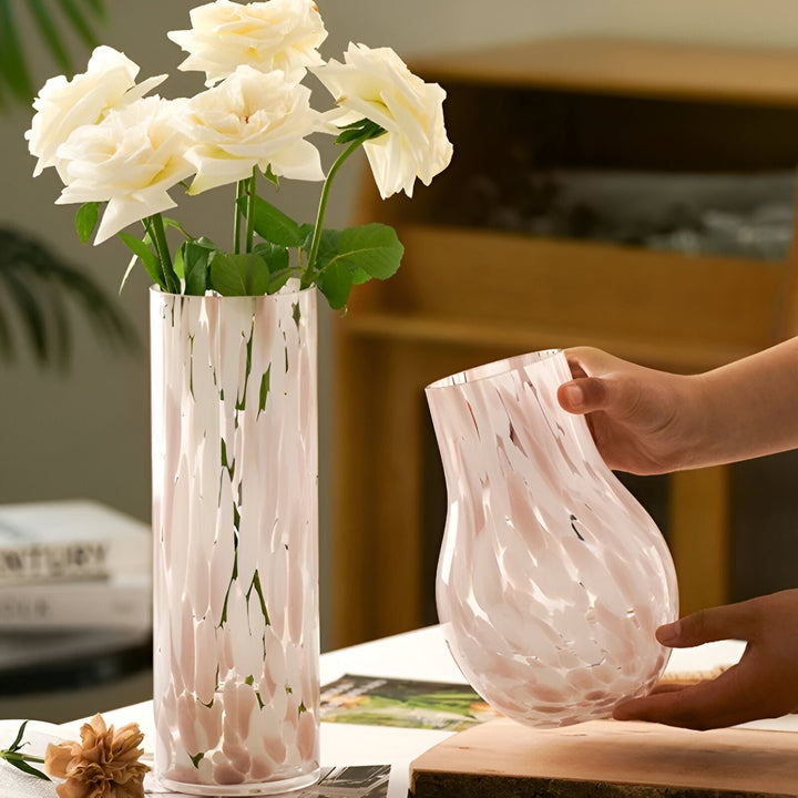 Rosa Marmor Effekt Glass Vase - Amerikansk Stil Hydroponisk Dekor | Skanto