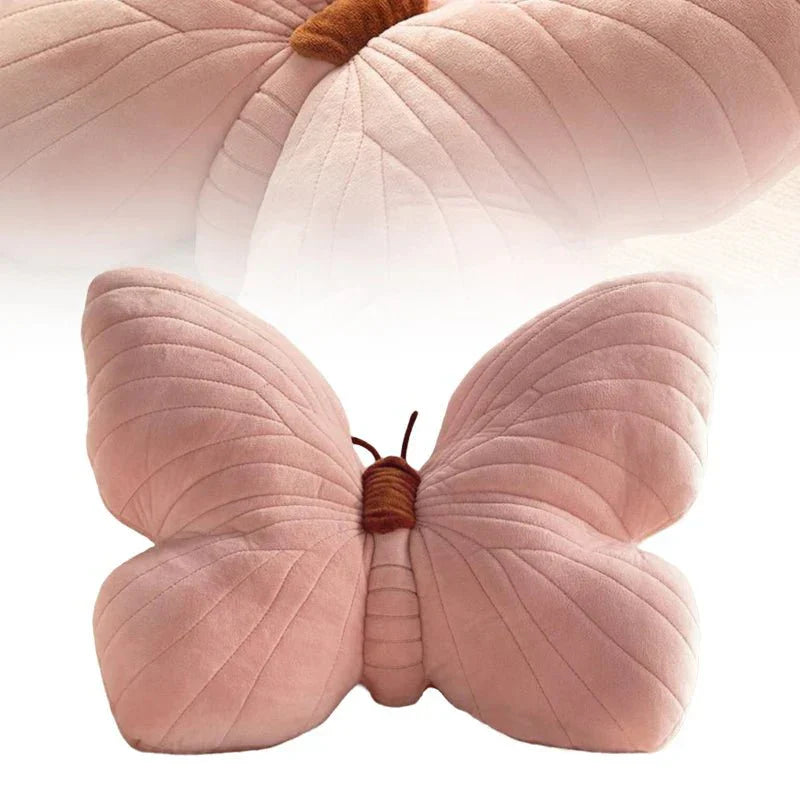 Rosa Plys Sommerfuglpute for Sofa og Soverom | Skanto