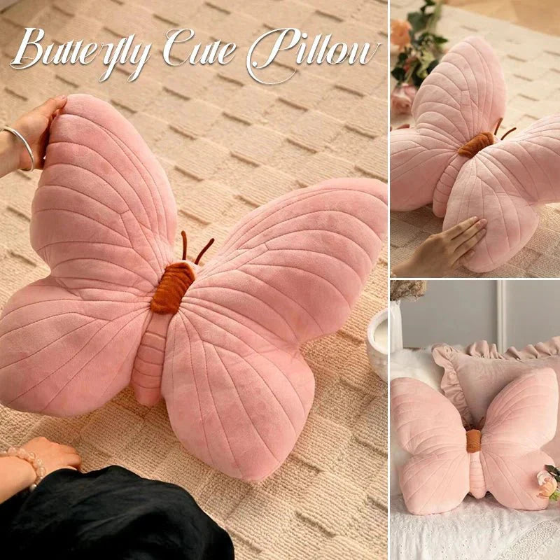 Rosa Plys Sommerfuglpute for Sofa og Soverom | Skanto